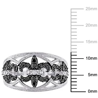 Asteria 1/4 Carat T.W. Black and White Diamond Sterling Silver Fleur-de-Lys Ring