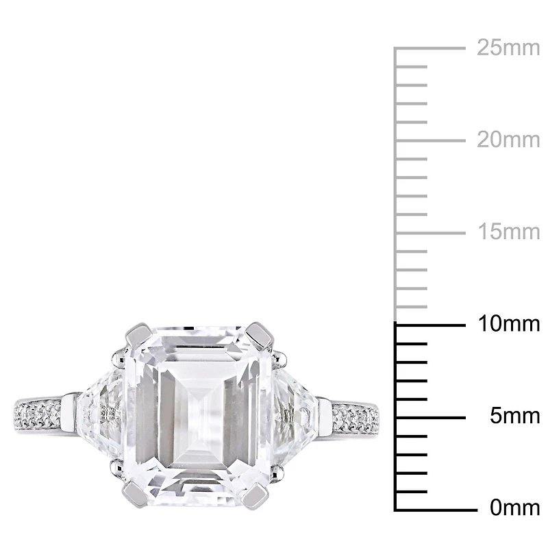 Miabella 5-1/5 Carat T.G.W. White Topaz and Diamond-Accent Sterling Silver Three-Stone Estate Ring