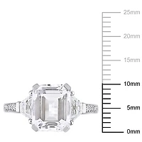 Miabella 5-1/5 Carat T.G.W. White Topaz and Diamond-Accent Sterling Silver Three-Stone Estate Ring
