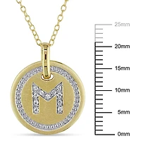Pendentif avec initiale Miabella avec accents de diamants en argent sterling plaqué de rhodium jaune, 18 po