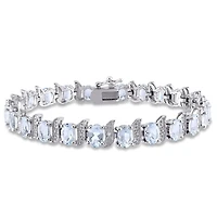 Bracelet à maillons Tangelo avec aigues-marines 9-5/8 CT PBT et accents de diamants en argent sterling, 7 po