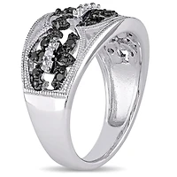 Asteria 1/4 Carat T.W. Black and White Diamond Sterling Silver Fleur-de-Lys Ring