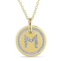 Pendentif avec initiale Miabella avec accents de diamants en argent sterling plaqué de rhodium jaune, 18 po