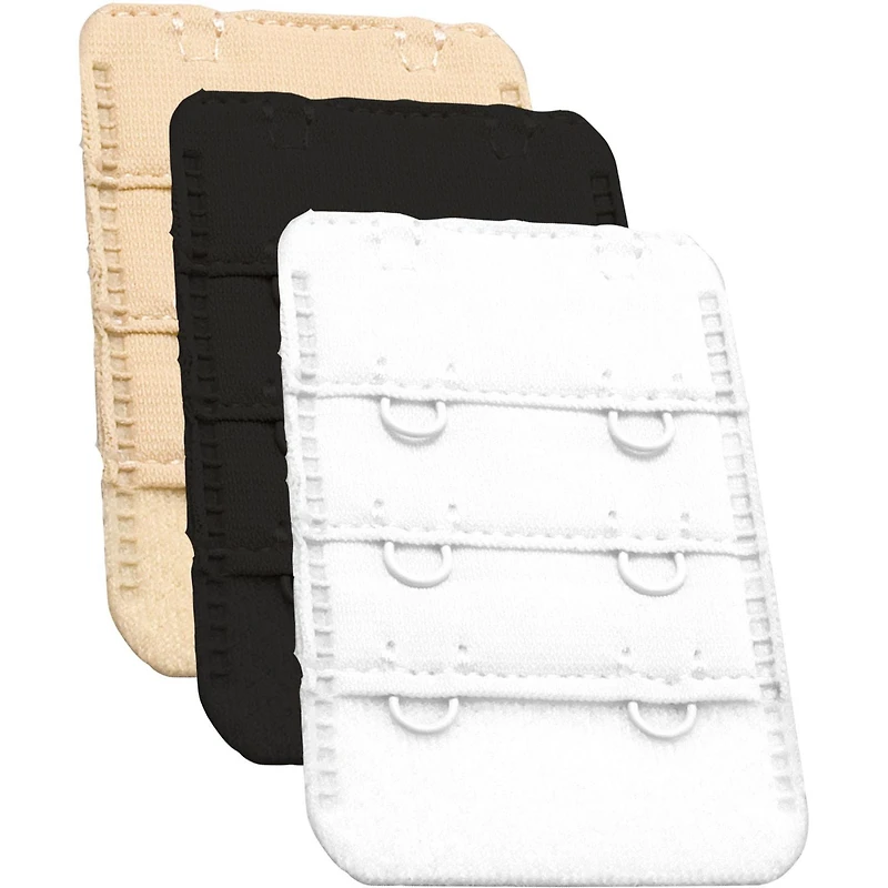 Maidenform Sweet Nothings 2 Hook Bra Extender 3/4", pack of 3, 3 Extenders, 3 Colours, 1 size