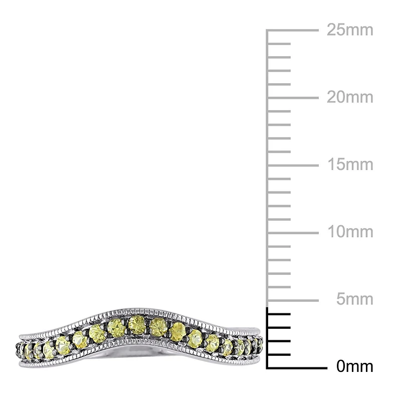 Bague éternité de forme chevron Tangelo avec saphirs jaunes 1/2 CT PBT en argent sterling