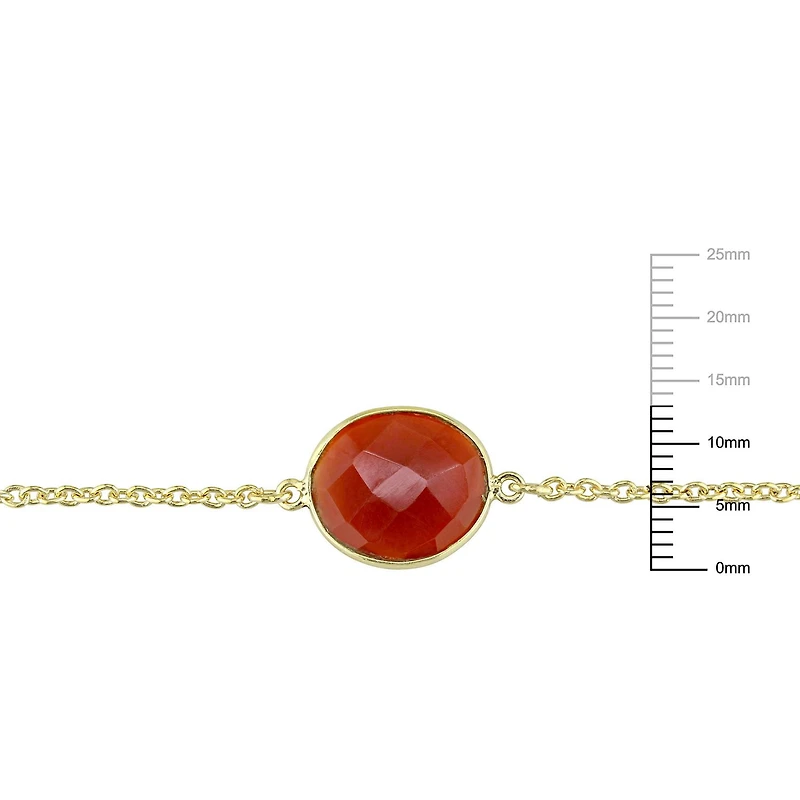 Tangelo 42 Carat T.G.W. Carnelian Yellow Rhodium-Plated Sterling Silver Yard Station Necklace, 36"