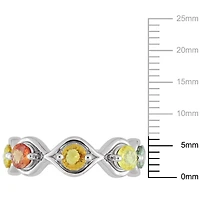 Bague à 5 pierres Tangelo avec saphirs multicolores 1-7/8 CT PBT en argent sterling