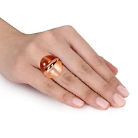 Tangelo Simulated Cat Eye Rose Rhodium-Plated Sterling Silver Cocktail Ring