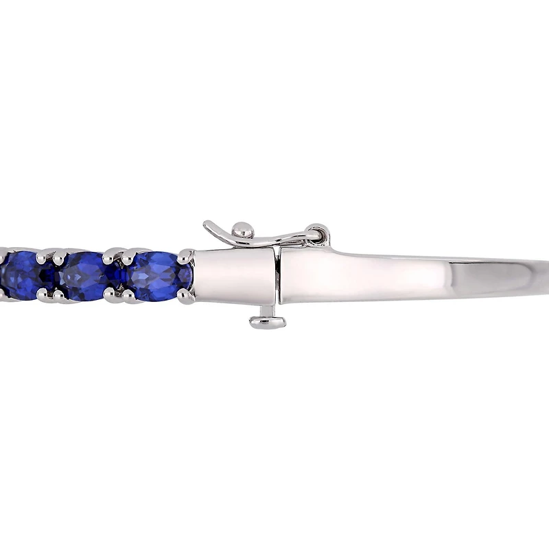 Bracelet rigide Tangelo avec saphirs blues synthétiques 8-1/4 CT PBT en argent sterling, 7 po