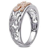Bague ruban Miabella avec diamants 1/10 CT poids total en argent sterling double ton