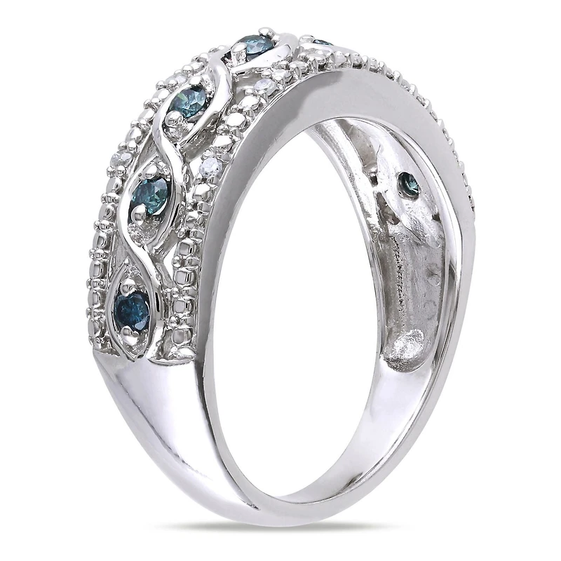 Asteria 1/4 Carat T.W. Blue and White Diamond Sterling Silver Infinity Anniversary Ring
