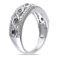 Asteria 1/4 Carat T.W. Blue and White Diamond Sterling Silver Infinity Anniversary Ring