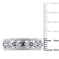 Bague d'anniversaire avec symboles d'infini Asteria avec diamants bleus et blancs 1/4 CT poids total en argent sterling