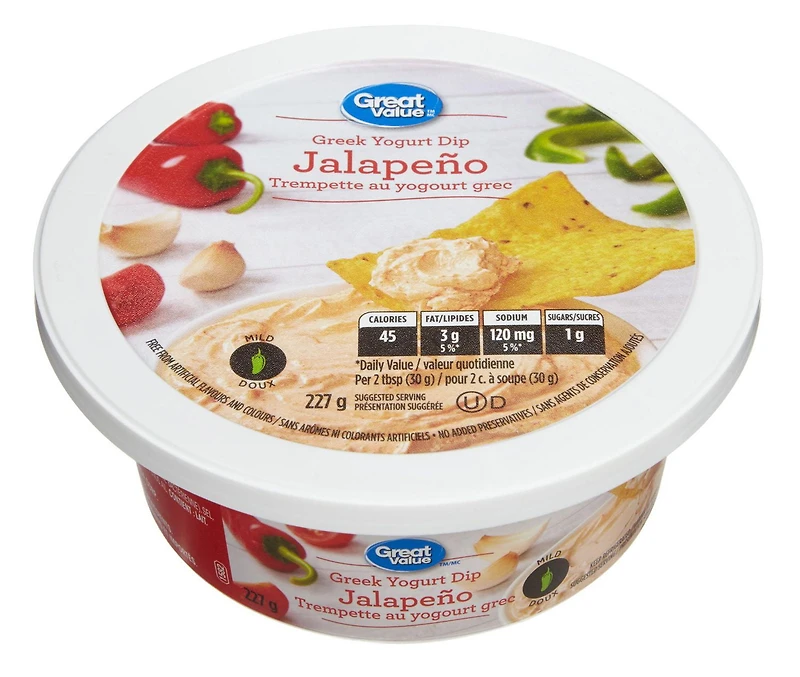 Great Value Jalapeno Greek Yogurt, 227 g