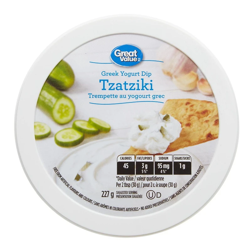 Trempette au yogourt grec Great Value à Tzatziki 227 g