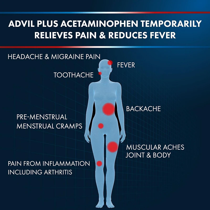 ADVIL Plus acétaminophène caplets, 36 Count