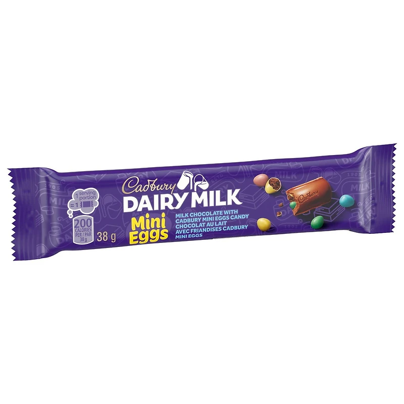 CADBURY DAIRY MILK, Mini Eggs Chocolate Bar, Milk Chocolate with CADBURY Mini Eggs Candy, 38 g