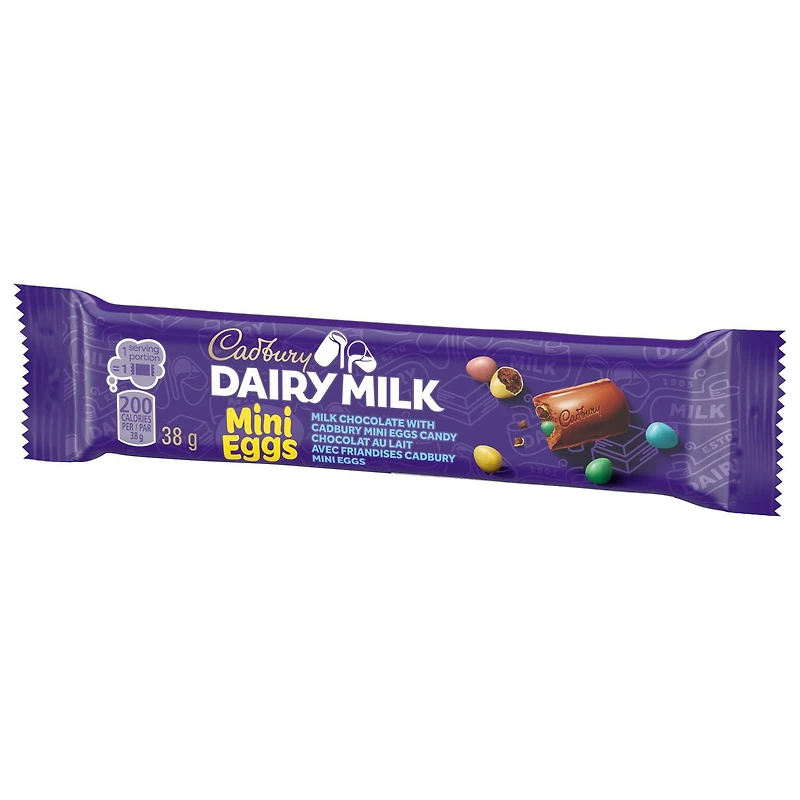 CADBURY DAIRY MILK, Mini Eggs Chocolate Bar, Milk Chocolate with CADBURY Mini Eggs Candy, 38 g