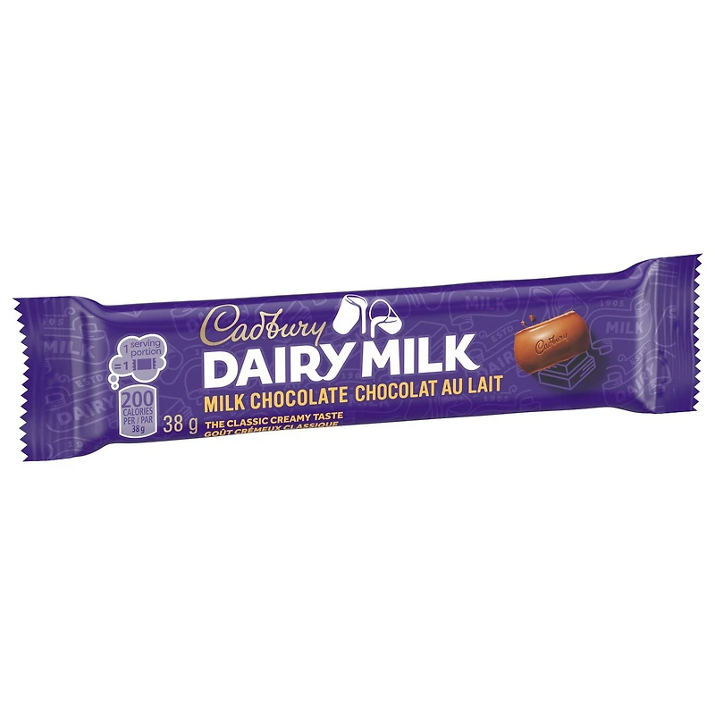 CADBURY DAIRY MILK, Dairy Milk Chocolate Bar, Milk Chocolate, CADBURY Chocolate Bar, 38 g