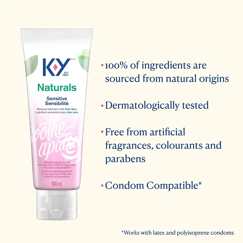 Gel K-Yᴹᴰ Naturalsᴹᴰ Sensibilité | Lubrifiant personnel à base d’eau 100 mL