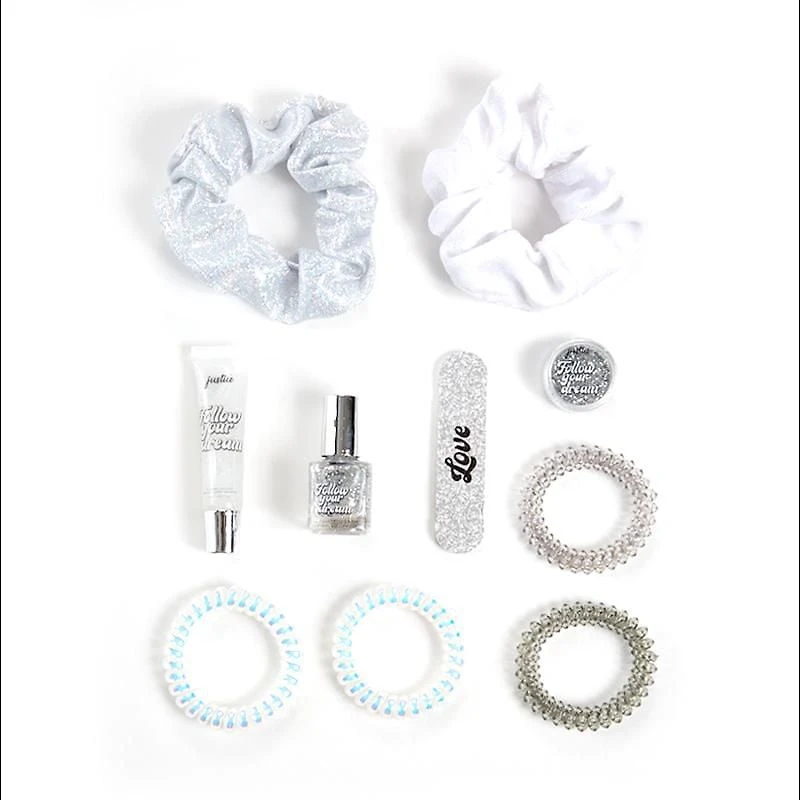 Ensemble d'accessoires de beauté et de coiffure 11PC de la marque Justice™ dans un mini sac à dos