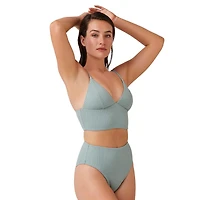 Captiva Women's Textured V Neck Bralette Swim Top