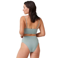 Captiva Women's Textured V Neck Bralette Swim Top