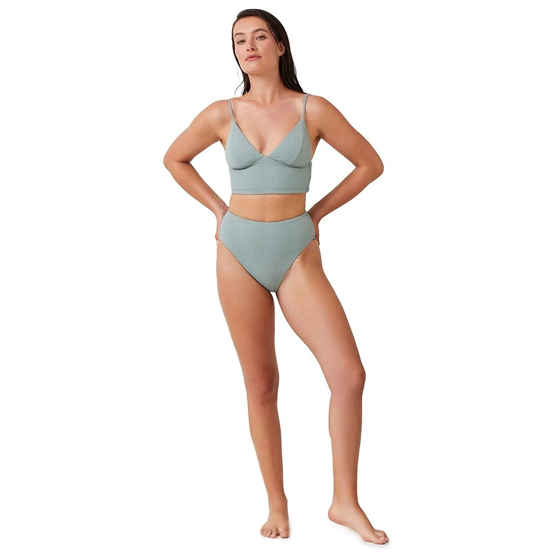 Captiva Women's Textured V Neck Bralette Swim Top