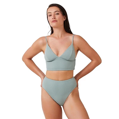 Captiva Women's Textured V Neck Bralette Swim Top