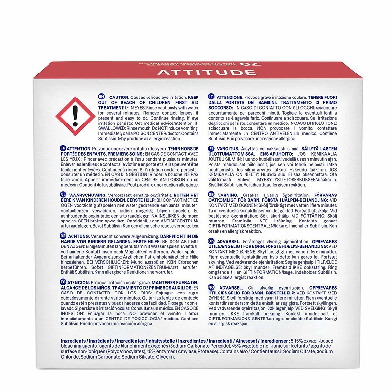 ATTITUDE Tablettes Lave-Vaisselle, Sans fragrance, 70 tablettes