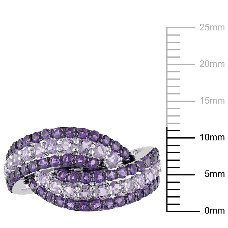 Bague à sections divisées Tangelo avec pierres rose de France et améthystes 1-1/2 CT PBT en argent sterling