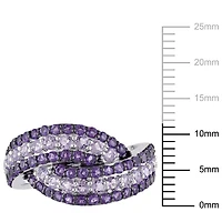 Bague à sections divisées Tangelo avec pierres rose de France et améthystes 1-1/2 CT PBT en argent sterling