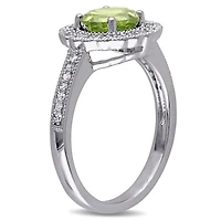 Bague cocktail auréole Tangelo avec péridot 1-1/2 CT PBT et diamants 1/7 CT poids total en argent sterling