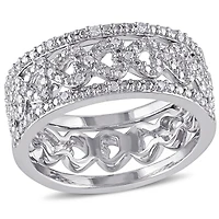 Miabella 1/8 Carat T.W. Diamond Sterling Silver Heart Link Bridal Ring Set