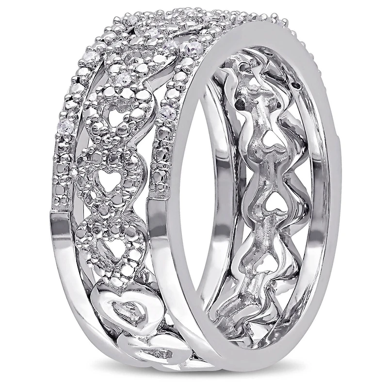 Ensemble de bagues de mariage Miabella avec diamants 1/8 CT poids total en argent sterling