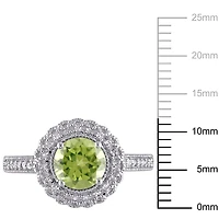 Bague cocktail auréole Tangelo avec péridot 1-1/2 CT PBT et diamants 1/7 CT poids total en argent sterling