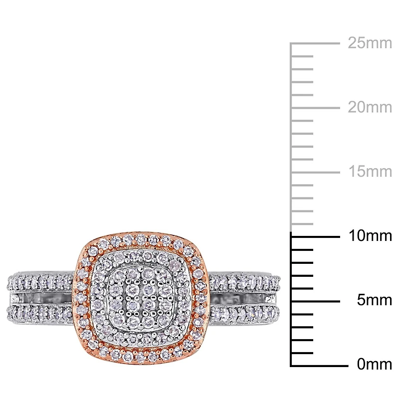 Bague de fiançailles double auréole de style grille Miabella avec diamants 1/2 CT poids total en argent sterling