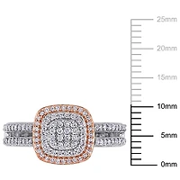 Bague de fiançailles double auréole de style grille Miabella avec diamants 1/2 CT poids total en argent sterling