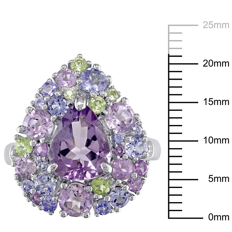 Tangelo 4-1/4 Carat T.G.W. Multi-Gemstone and Diamond-Accent Sterling Silver Cocktail Ring