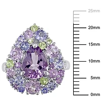 Tangelo 4-1/4 Carat T.G.W. Multi-Gemstone and Diamond-Accent Sterling Silver Cocktail Ring