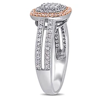 Bague de fiançailles double auréole de style grille Miabella avec diamants 1/2 CT poids total en argent sterling