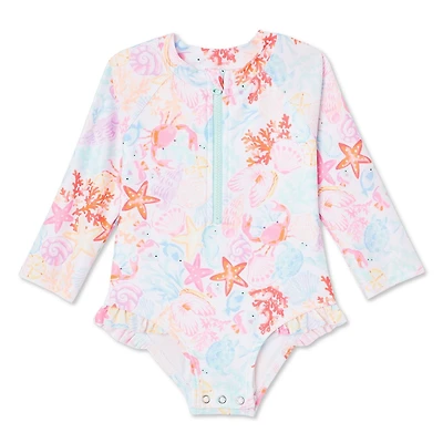 George Baby Girls' Rash Guard 1-Piece, Sizes 3-24 months