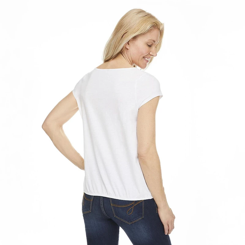 Penman's Women's Cap Sleeve Banded Bottom Top