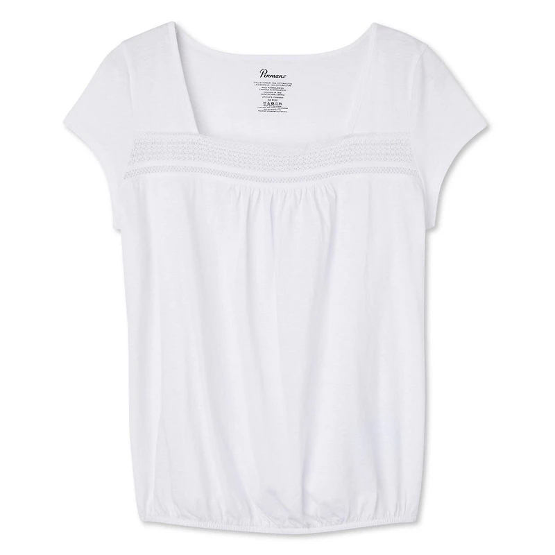 Penman's Women's Cap Sleeve Banded Bottom Top