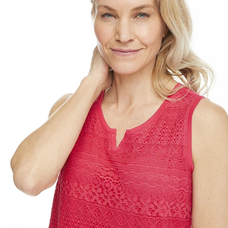 Penmans Women's Sleeveless Crochet Front Tank