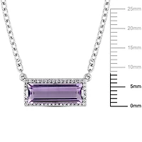 Collier de forme auréole Tangelo avec améthyste de coupe baguette et saphirs blancs 2-3/8 CT PBT en argent sterling, 17 po