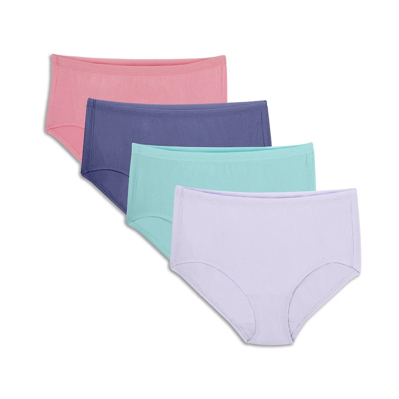 Fruit of the Loom Fit for Me Women's Breathable Mesh Brief, 4-Pack