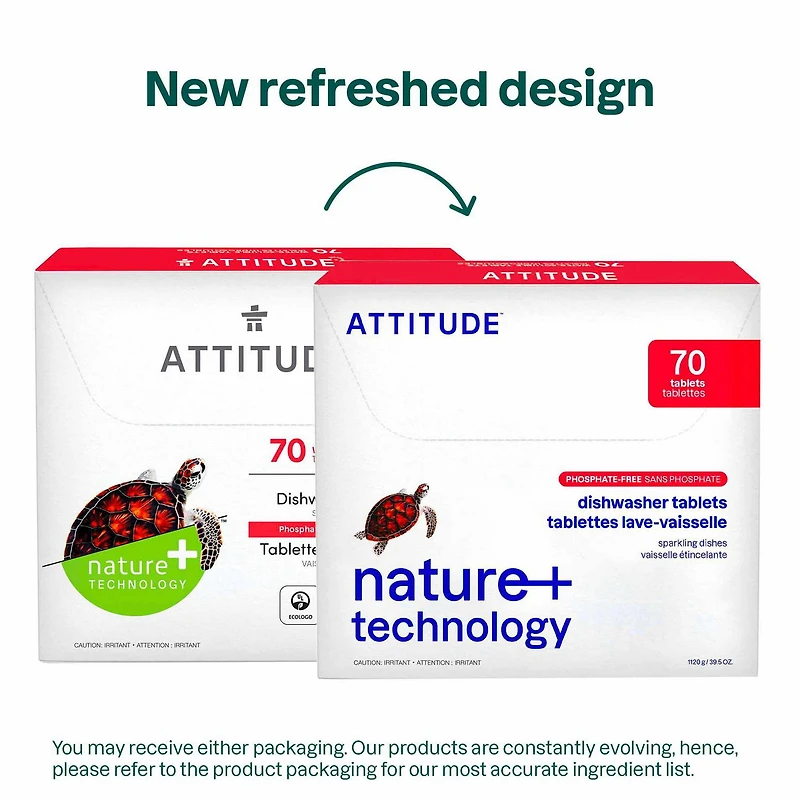 ATTITUDE Tablettes Lave-Vaisselle, Sans fragrance, 70 tablettes