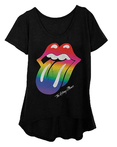 Haut tendance Rolling Stones pour femmes à dessin de langue arc-en-ciel