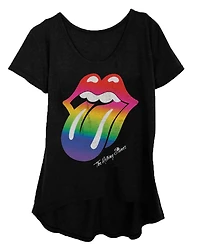 Haut tendance Rolling Stones pour femmes à dessin de langue arc-en-ciel